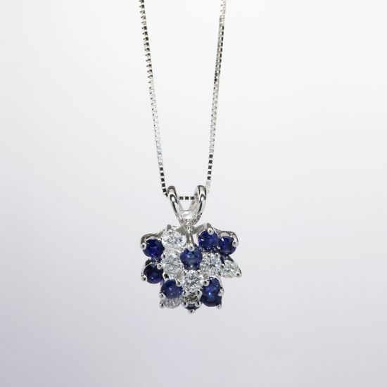 Picture of 14k White Gold Sapphire & Diamond Pendant