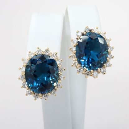 Picture of 14k Yellow Gold Topaz & Diamond Earrings
