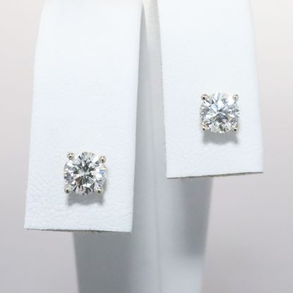 Picture of 14k White Gold Diamond Solitaire Earrings