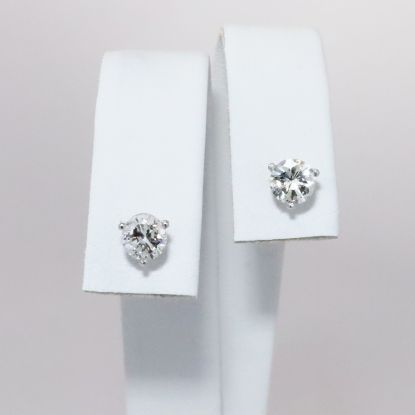 Picture of 14k White Gold Diamond Solitaire Earrings