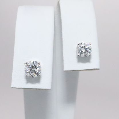 Picture of Diamond Solitaire Earrings in 14kt White Gold