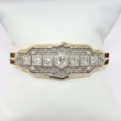 Picture of 14k Two Tone Gold Custom-Made Diamond Bangle Bracelet