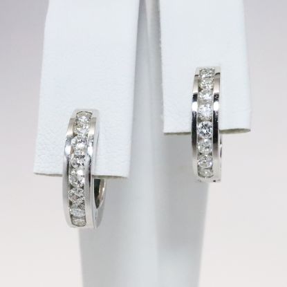 Picture of 14k White Gold Diamond Hoop Earrings