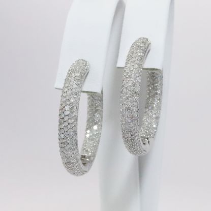 Picture of 14k White Gold Diamond Hoop Earrings