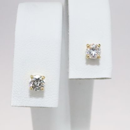 Picture of 14k Yellow Gold Diamond Solitaire Earrings