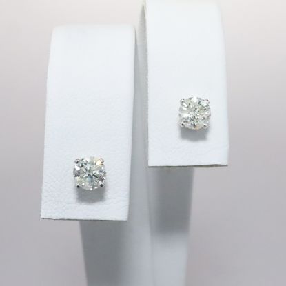 Picture of 14k White Gold Solitaire Stud Earrings