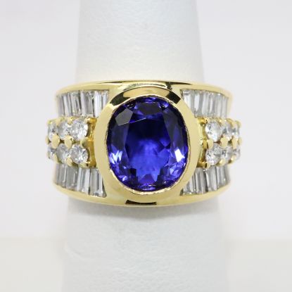 Picture of 18k Yellow Gold Tanzanite Diamond Ring
