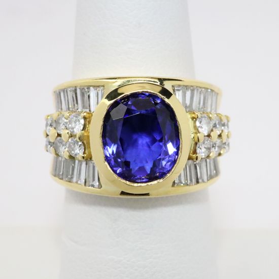 Picture of 18k Yellow Gold Tanzanite Diamond Ring