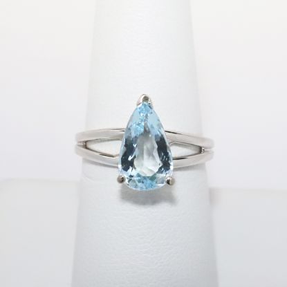 Picture of 14k White Gold Pear Shape Aquamarine Ring