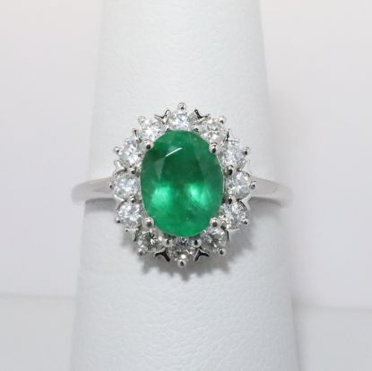 Picture of 14k White Gold Emerald Diamond Ring