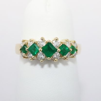 Picture of 14k Yellow Gold Emerald & Diamond Ring