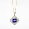 Picture of 14k Yellow Gold Necklace with Diamond Accented Cushion Cut Tanzanite Pendant