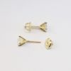 Picture of 14k Yellow Gold & Square Brilliant Cut Diamond Solitaire Stud Earrings