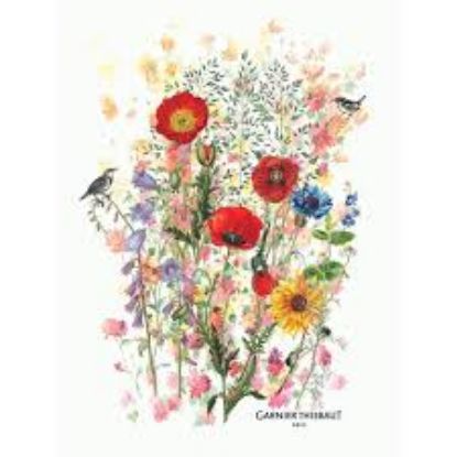 Picture of Garnier-Thiebaut "Fleurs de Torchon Blanc" Flowers Tea Towel