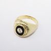 Picture of 14k Yellow Gold & Oval Carved Black Onyx Ring with Round Brilliant Cut Diamond Center