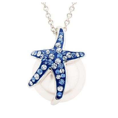 Picture of Pearl/Sapphire Crystal Starfish Sterling Silver Necklace