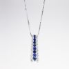 Picture of 14k White Gold Necklace with Blue Sapphire & Diamond Bar Pendant