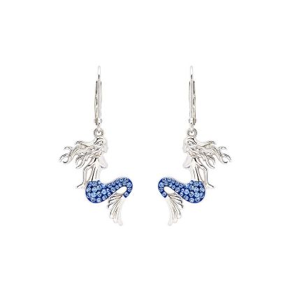 Picture of Sterling Silver Sapphire Blue Mermaid Dangle Earrings 