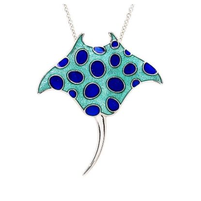 Picture of Sterling Silver Blue Enamel Sting Ray Necklace 