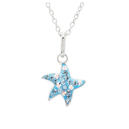 Picture of Sterling Silver Blue Crystal Star Fish Mini Necklace