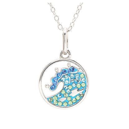 Picture of Sterling Silver Blue Crystal Wave Mini Necklace