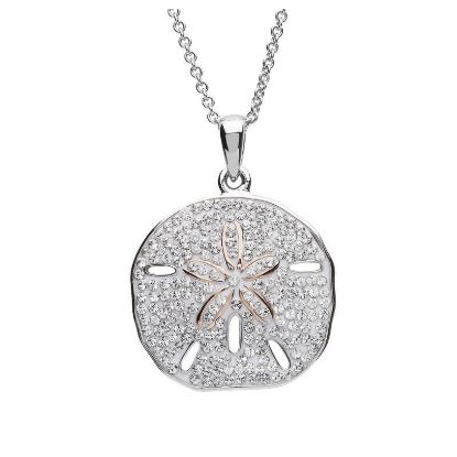 Picture of Silver White SW Crystal Sand Dollar with Rose Plate Pendant
