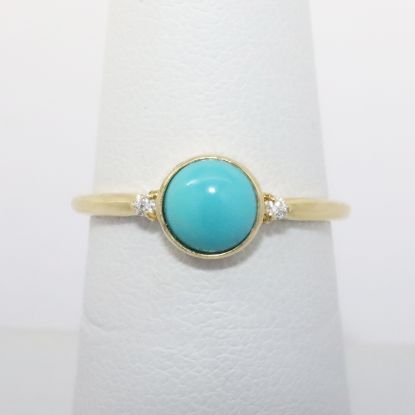 Picture of 14k Yellow Gold Cabochon Turquoise Diamond Ring 