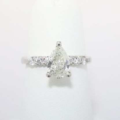 Picture of 18k White Gold & Brilliant Pear Cut Diamond Engagement with Diamond Accented Band