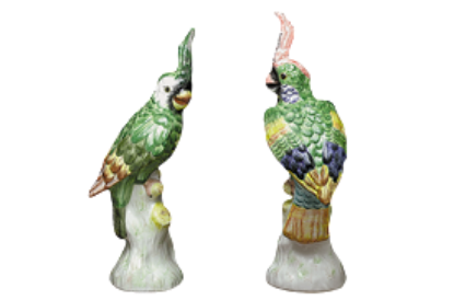 Picture of Mottahedeh Pair of Cockatoo Figurines