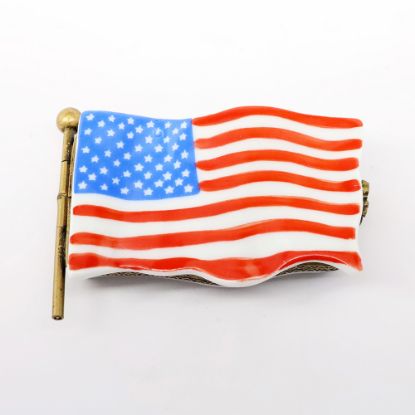 Picture of American Flag Limoges Trinket Box With Little French Flags Inside