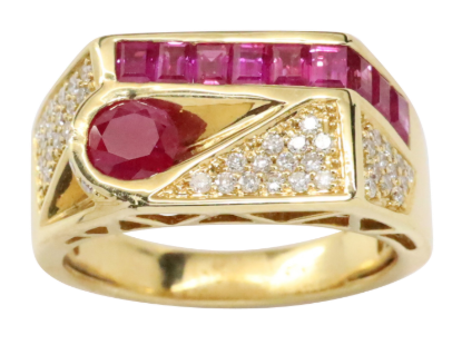 Picture of Ruby and Diamond Ring, 18k Yellow Gold