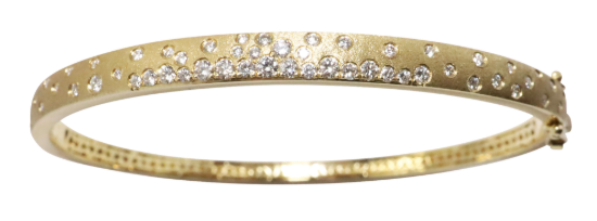 Picture of Confetti Collection 14k Yellow Gold & Diamond Hinged Bangle Bracelet