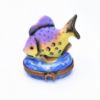 Picture of Retired Chanille Limoges Porcelain Purple & Yellow Fish Trinket Box with Original Box