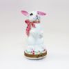 Picture of Limoges Porcelain White Rabbit with Pink Bow Trinket Box by Chamart