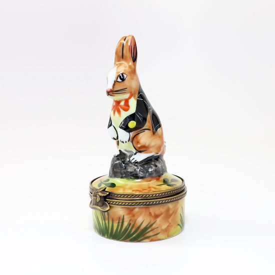 Picture of Limoges Porcelain Rabbit in Magician's Tuxedo Trinket Box by Rochard 