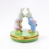 Picture of Limoges Porcelain Mr. & Mrs. Rabbit Kissing & Exchanging Gifts Trinket Box by Artoria