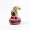 Picture of Limoges Porcelain Rabbit with Basket of Flowers Trinket Box by Chamart
