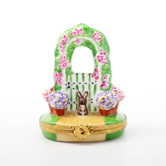 Picture of Limoges Porcelain Garden Gate with Rabbit Trinket Box by Artoria