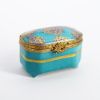 Picture of Vintage Traditional Chest Shaped Limoges Porcelain Trinket Box in Turquoise, Blue & Gold