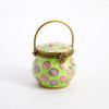 Picture of Retired Limoges Porcelain Lidded Lunch Pail Trinket Box with Floral Motif by Parry Vieille