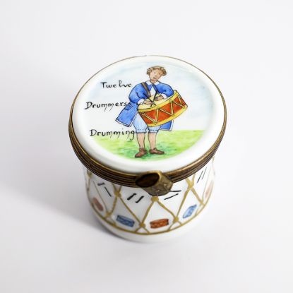 Picture of Retired Limoges Porcelain '12 Drummers Drumming' Trinket Box by La Gloriette