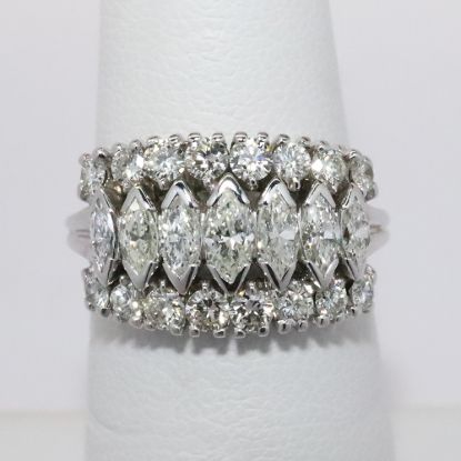 Picture of 14k White Gold & Marquise Cut Diamond Ring with Round Cut Diamond Accents