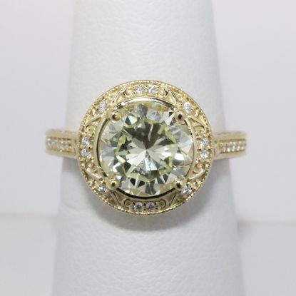 Picture of 14k Yellow Gold & GIA Certified Round Brilliant Cut Diamond Engagement Ring