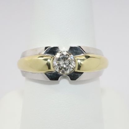 Picture of Men's 14k Two-Tone Gold & Round Brilliant Cut Diamond Wedding Ring