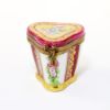 Picture of Vintage Traditional Limoges Porcelain Burgundy & Gold Trinket Box with Floral Decorations