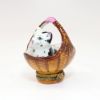 Picture of Limoges Porcelain Black & White Cat in Basket Trinket Box by Parry Vieille