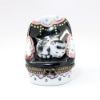 Picture of Limoges Porcelain Black & White Cat Sleeping on Black Chair Trinket Box by Chamart