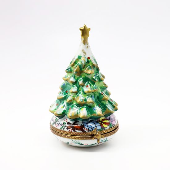 Picture of Limoges Porcelain Christmas Tree with Toys Trinket Box by Parry Vieille