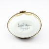 Picture of  Vintage Egg Shaped Limoges Trinket Box With Pink Rose & Blue Bow Motif 