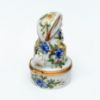 Picture of Retired White Bunny Rabbit Eating Lettuce With Blue & Yellow Flowers Trinket Box